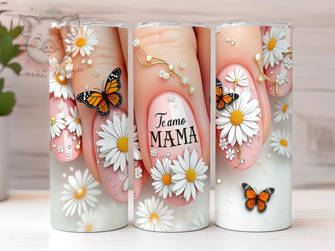 Te Amo Mama, Floral Butterfly Tumbler, 20oz Tumbler Wrap, PNG Sublimation, Mom Gifts, Inspirational Drinkware, Custom Tumblers Sublimation Lara' s Designs 