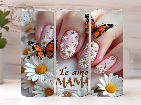 Te Amo Mama, Floral Butterfly Tumbler, 20oz Tumbler Wrap, PNG Sublimation, Mom Gifts, Inspirational Drinkware, Custom Tumblers Sublimation Lara' s Designs 