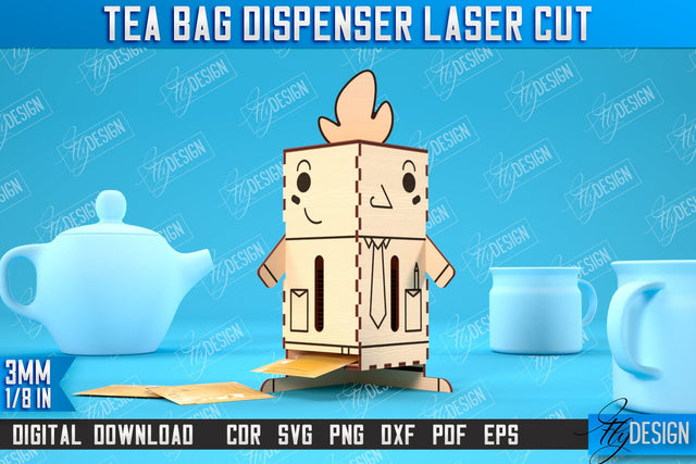 Tea Bag Dispenser | Tea Bag Holder | Tea Bag Organizer | Boy Design | CNC File SVG Fly Design 