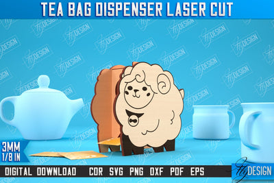 Tea Bag Dispenser | Tea Bag Holder | Tea Bag Organizer | Sheep Design | CNC File SVG Fly Design 
