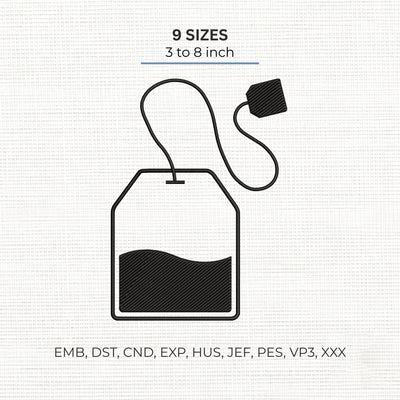 Tea Bag Embroidery Design – Minimalist Tea Cup Bag Outline Tea Lover Machine Embroidery File Embroidery/Applique DESIGNS PatternFeed8 