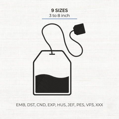 Tea Bag Embroidery Design – Minimalist Tea Cup Bag Outline Tea Lover Machine Embroidery File Embroidery/Applique DESIGNS PatternFeed8 
