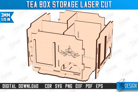 Tea Bag Organizer Laser Cut Bundle | Tea Bag Holder Design | Tea Bag Dispenser | CNC Files SVG Fly Design 