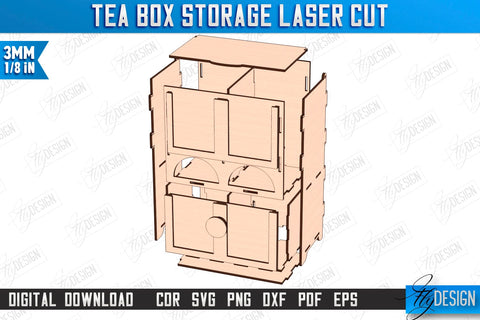 Tea Bag Organizer Laser Cut Bundle | Tea Bag Holder Design | Tea Bag Dispenser | CNC Files SVG Fly Design 