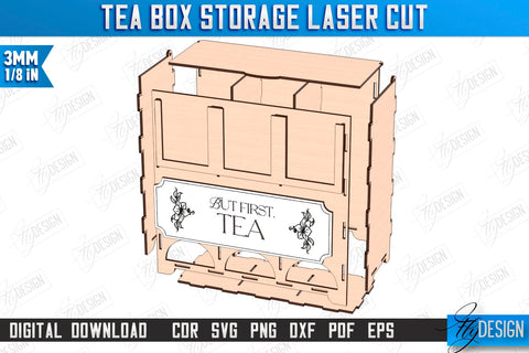Tea Bag Organizer Laser Cut Bundle | Tea Bag Holder Design | Tea Bag Dispenser | CNC Files SVG Fly Design 