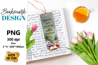 Tea Bookmark printable design. Book quote. Tea quote Sublimation Yustaf Art Store 