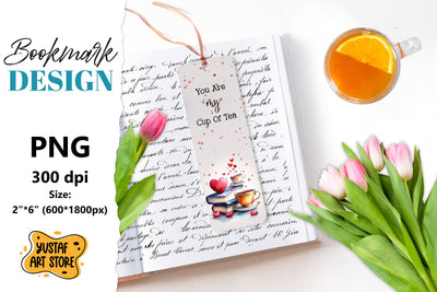 Tea Bookmark printable design. Book quote. Tea quote Sublimation Yustaf Art Store 