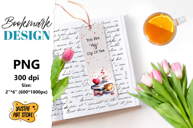 Tea Bookmark printable design. Book quote. Tea quote Sublimation Yustaf Art Store 