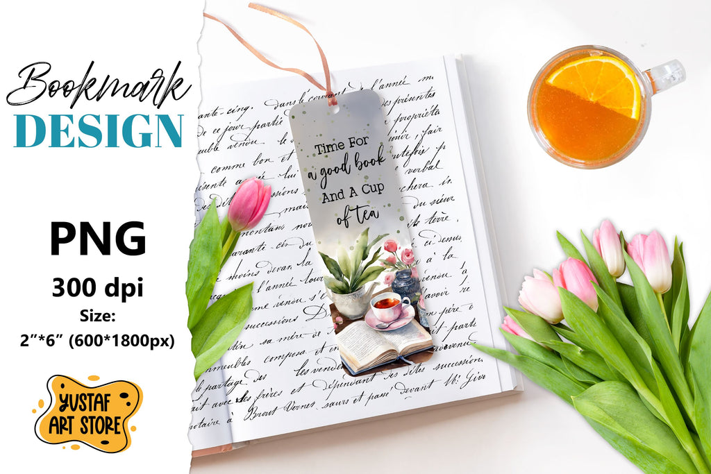 Tea Bookmark printable design. Book quote. Tea quote - So Fontsy