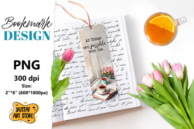 Tea Bookmark printable design. Book quote. Tea quote Sublimation Yustaf Art Store 
