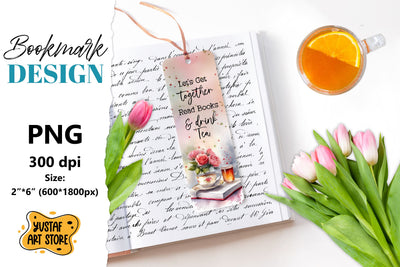 Tea Bookmark printable design. Book quote. Tea quote Sublimation Yustaf Art Store 