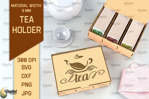 Tea Box Laser Cut. Tea Bag Holder SVG. Wooden Tea Box Laser Cut SVG Evgenyia Guschina 