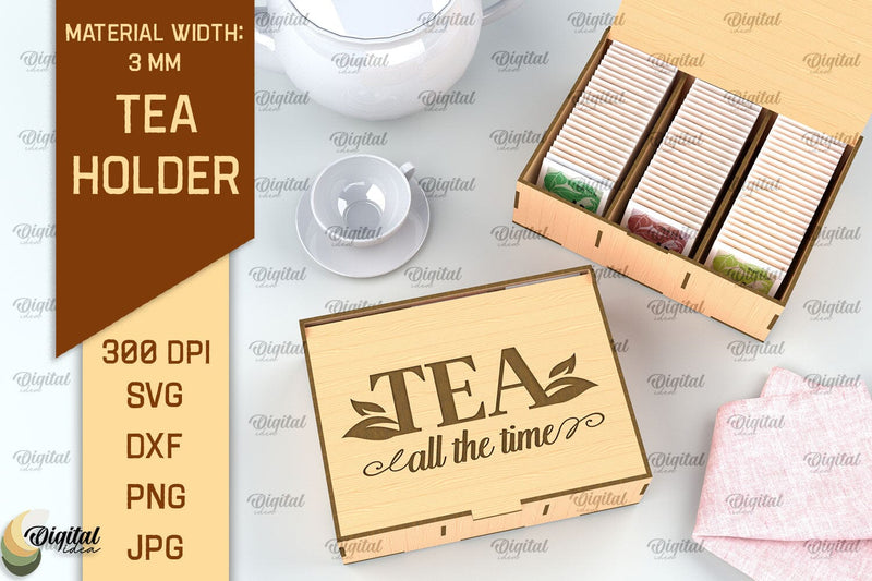Tea Box Laser Cut. Tea Bag Holder SVG. Wooden Tea Box Laser Cut SVG Evgenyia Guschina 