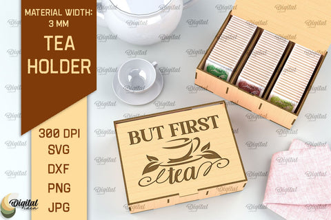 Tea Box Laser Cut. Tea Bag Holder SVG. Wooden Tea Box Laser Cut SVG Evgenyia Guschina 