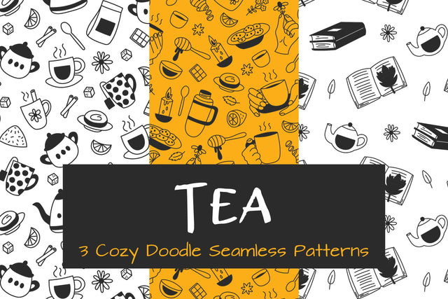Tea Cozy Doodle Seamless Patterns Digital Pattern Rin Green 