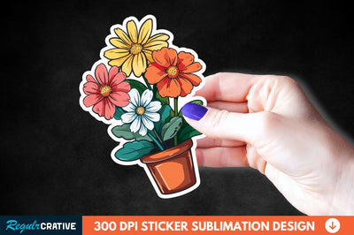 Tea Cup Flower Sticker Clipart Sublimation Regulrcrative 