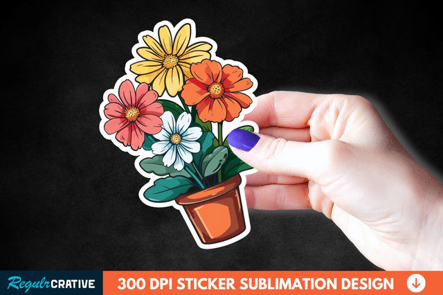 Tea Cup Flower Sticker Clipart Sublimation Regulrcrative 