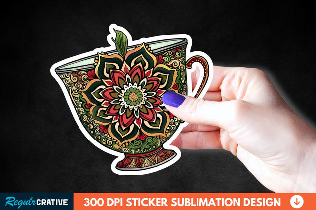 Tea Cup Mandala Sticker Clipart Sublimation Regulrcrative 