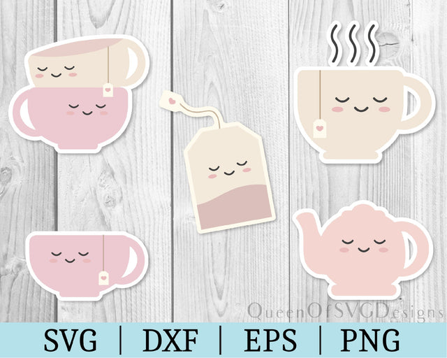Tea Cup Stickers SVG SVG QueenOfSVGDesigns 