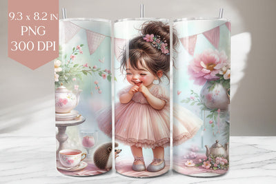 Tea Party Girl Tumbler PNG, 20oz Sublimation Wrap Sublimation BijouBay 