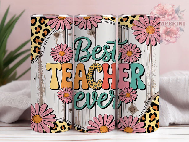 Teach & Inspire Best Teacher Ever Tumbler, Teacher Tumbler Wrap, 20oz Teacher Gift Design, Sublimation For Educators, Appreciation Tumbler PNG, Cute Teacher Wrap Sublimation Li Zamperini 
