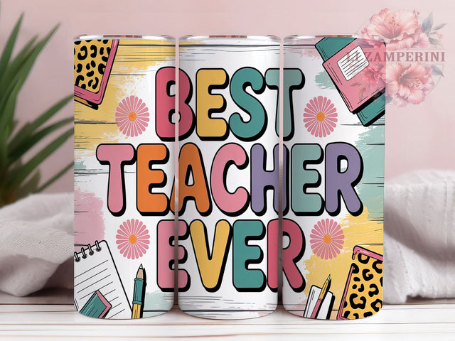 Teach & Inspire Best Teacher Ever Tumbler, Teacher Tumbler Wrap, 20oz Teacher Gift Design, Sublimation For Educators, Appreciation Tumbler PNG, Cute Teacher Wrap Sublimation Li Zamperini 