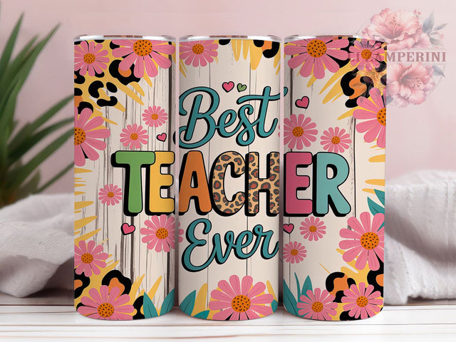 Teach & Inspire Best Teacher Ever Tumbler, Teacher Tumbler Wrap, 20oz Teacher Gift Design, Sublimation For Educators, Appreciation Tumbler PNG, Cute Teacher Wrap Sublimation Li Zamperini 