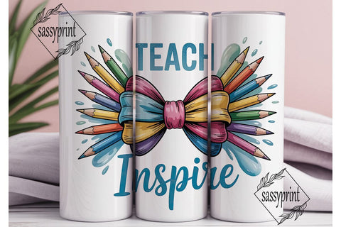 Teach Inspire Tumbler Wrap PNG Sublimation sassyprint 