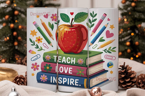Teach Love Inspire 20oz Tumbler Wrap Sublimation DesignSVG 