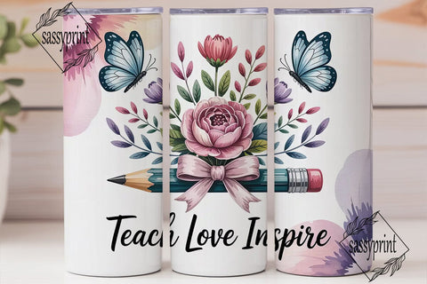 Teach Love Inspire 20oz Tumbler Wrap Sublimation sassyprint 