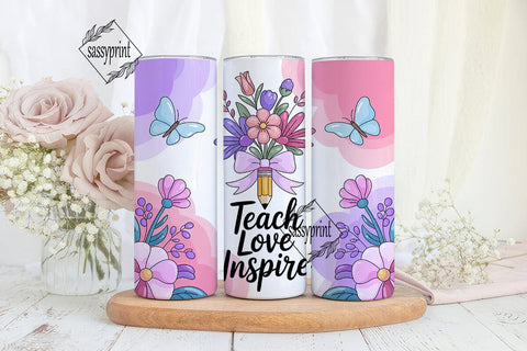 Teach Love Inspire 20oz Tumbler Wrap Sublimation sassyprint 
