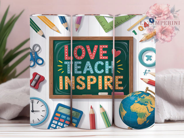 Teach Love Inspire Quote Tumbler, Teacher Motivation PNG, 20Oz Sublimation Wrap, Inspirational Teacher Design, Teacher Appreciation Gift, Cute Educator Tumbler, Teaching Quote Wrap Sublimation Li Zamperini 