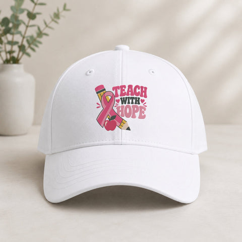 Teach With Hope Breast Cancer Embroidery Design – Pink Ribbon Teacher Awareness Machine Embroidery File Embroidery/Applique DESIGNS PatternFeed8 