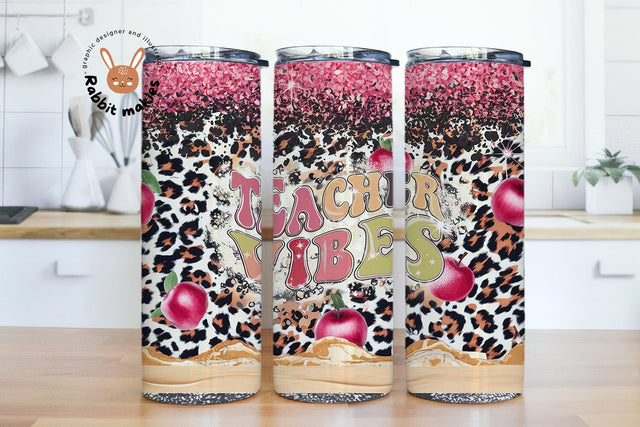 Teacher 20oz Skinny Tumbler Wrap Design PNG, Straight&Tapered Tumbler Design,Teacher Tumbler,Pencil Monogram Png,Teacher Leopard Tumbler Sublimation Rabbitmakies 