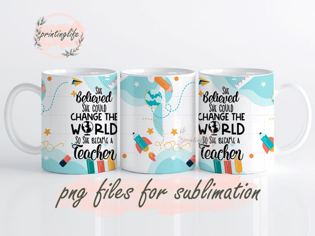 Teacher 20oz Sublimation Mug Wrap Design, Instant Digital Design Download Mug Wrap Design, Mug Design PNG Sublimation PrintingLife 