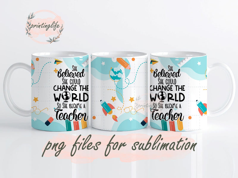 Teacher 20oz Sublimation Mug Wrap Design, Instant Digital Design Download Mug Wrap Design, Mug Design PNG Sublimation PrintingLife 