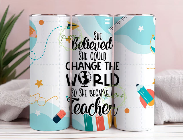 Teacher 20oz Sublimation Tumbler Design, Teacher Sublimation Design, Teacher Appreciation Gift Straight Tumbler PNG Wrap Sublimation PixelChick 