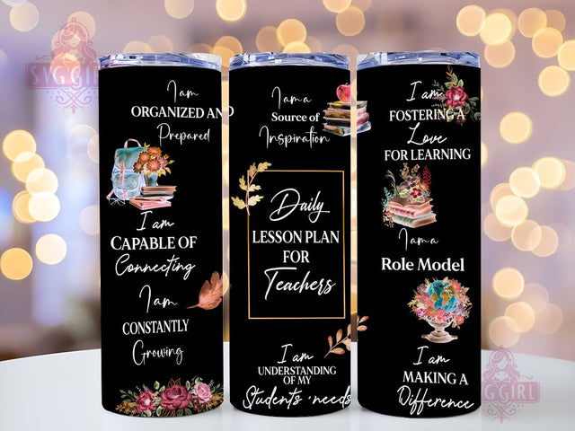 Teacher Affirmations Inspirational 20oz Tumbler Wrap Sublimation Design, Straight Tapered Tumbler Wrap, Inspirational Tumbler Png, Instant Digital Download Sublimation SvggirlplusArt 