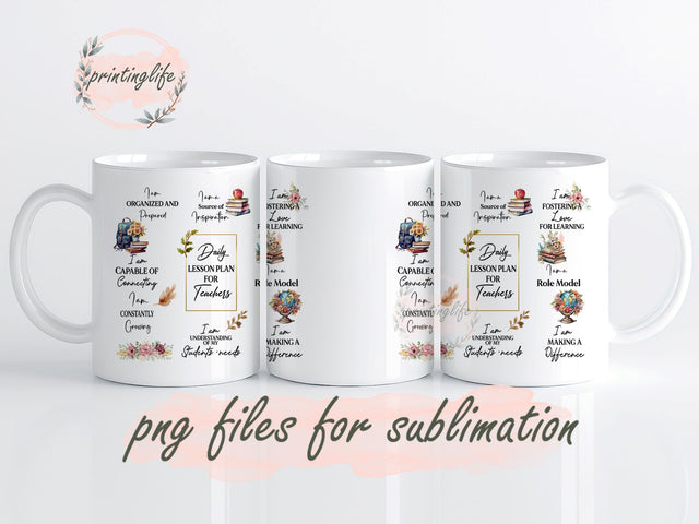 Teacher Affirmations Inspirational Mug Wrap Design, Instant Digital Design Download Mug Wrap Design, Mug Design PNG Sublimation PrintingLife 