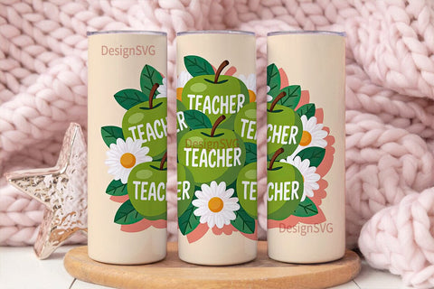 Teacher Apple 20oz Tumbler Design Sublimation DesignSVG 