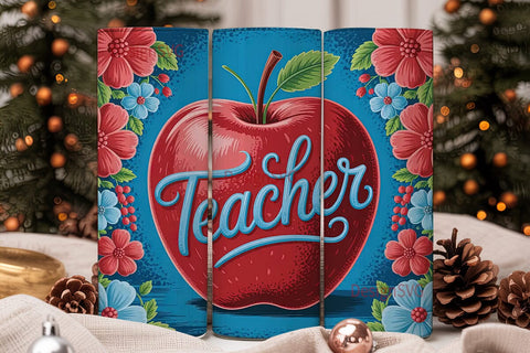 Teacher Apple 20oz Tumbler Wrap Sublimation DesignSVG 