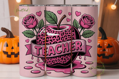 Teacher Apple 20oz Tumbler Wrap Sublimation PixelChick 
