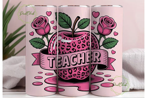 Teacher Apple 20oz Tumbler Wrap Sublimation PixelChick 