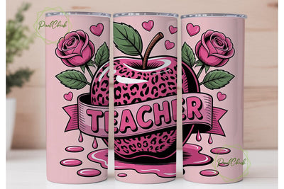 Teacher Apple 20oz Tumbler Wrap Sublimation PixelChick 