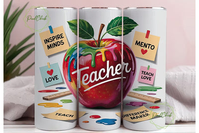 Teacher Apple 20oz Tumbler Wrap Sublimation PixelChick 