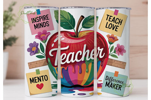 Teacher Apple 20oz Tumbler Wrap Sublimation PixelChick 