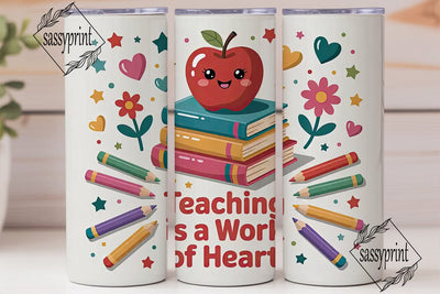 Teacher Apple Book 20oz Tumbler Wrap Sublimation sassyprint 