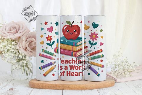 Teacher Apple Book 20oz Tumbler Wrap Sublimation sassyprint 