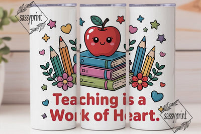 Teacher Apple Book 20oz Tumbler Wrap Sublimation sassyprint 