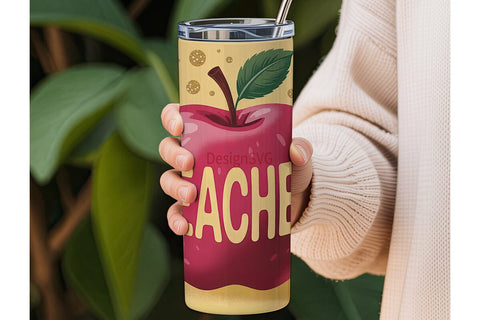 Teacher Apple Glitter 20oz Tumbler Wrap Sublimation DesignSVG 